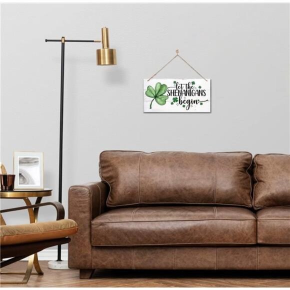 Hanging St. Patrick's Day Wooden Decor 'Let the Shenanigans Begin' Wall Art, - Picture 4 of 6